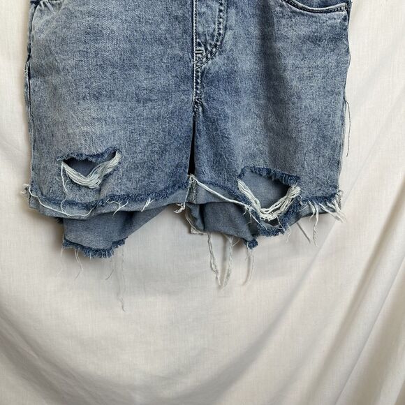 H&M Jean Overalls Women's Distressed Denim Shorts Streetwear‎ Size 4 100% Cotton - Picture 2 of 9